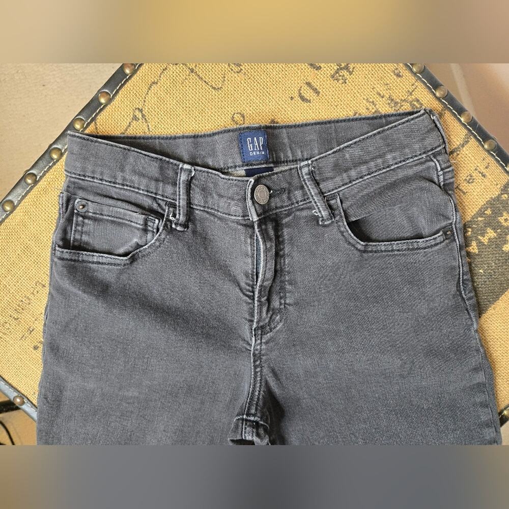 GAP Denim Jeans Girls Size 18 Slim Charcoal Black Adjustable Elastic Waist